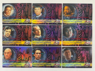 STAR TREK CINEMA 2000 (Skybox) Complete SALUTING THE CAPTAINS Chase Card Set (9)