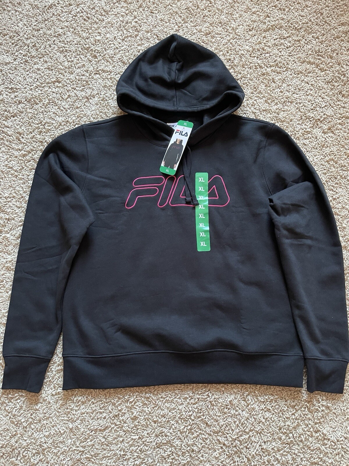 Felpa donna Fila maglione pile peso medio logo con cappuccio taglia XL nuova con etichetta