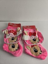 2 Rudolph the Red Nosed Reindeer Clarice Baby Set First Xmas Hat Bib Stocking