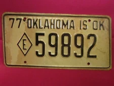 LICENSE PLATE Highway Patrol Tag 1977 OKLAHOMA Diamond E 59892 EXEMPT [F1