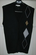 MICHAEL IRVIN NO.88 MEN'S MEN'S NAVY BLUE ARGYLE BUTTON FRONT VEST SIZE M NWOT