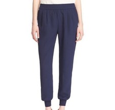 Joie MARINER PANTS Cuffed Leg Crepe Jogger Pants in Dark Blue Size XS / X-Small