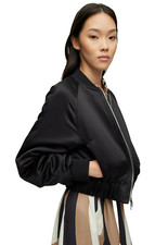 Boss Women Pandella Satin Bomber Jacket In Black- Size 4 / 26