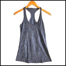 Lululemon Tank Top Racerback Athletic Workout Paisley Print Gray Size 6