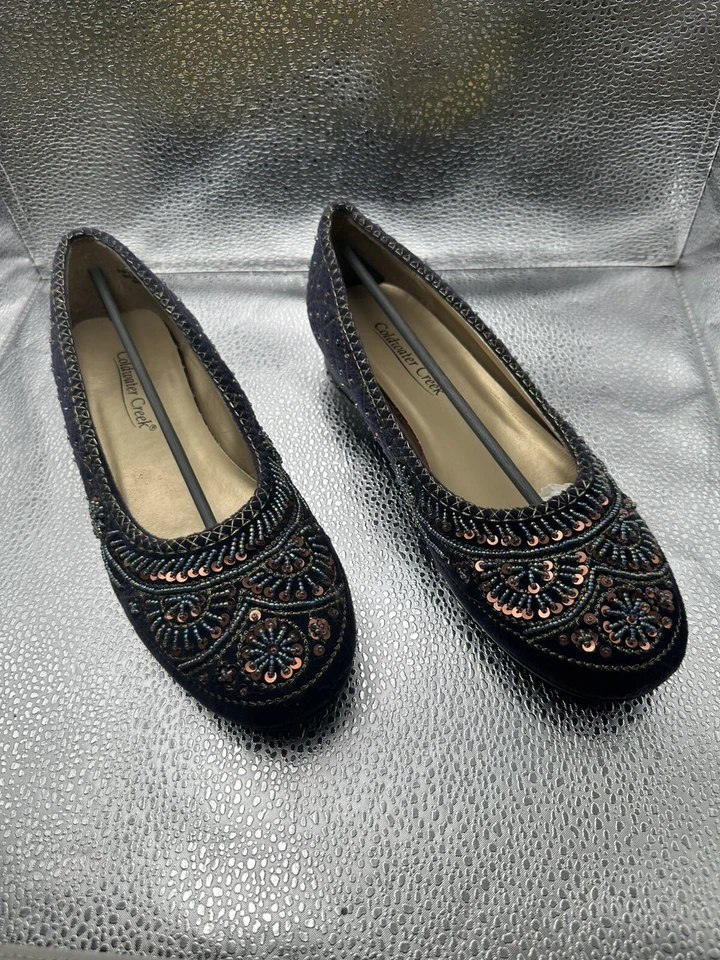 Coldwater Creek Cuentas Planas Rojo Granate o Azul Talla 7 Foto 4 de 4