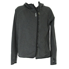 REEBOK Jacket Hooded Running Full Zip Asymmetrical Zip Thumb Holes Small
