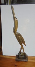 Fisch-Reiher Figur aus Horn handgefertigt 50er, 60er Jahre.