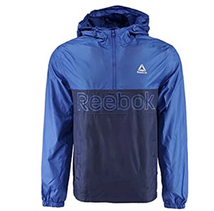 NWT Reebok Men s 1 4 Zip 2 Tone Rain Jacket Blue Large MSRP 150