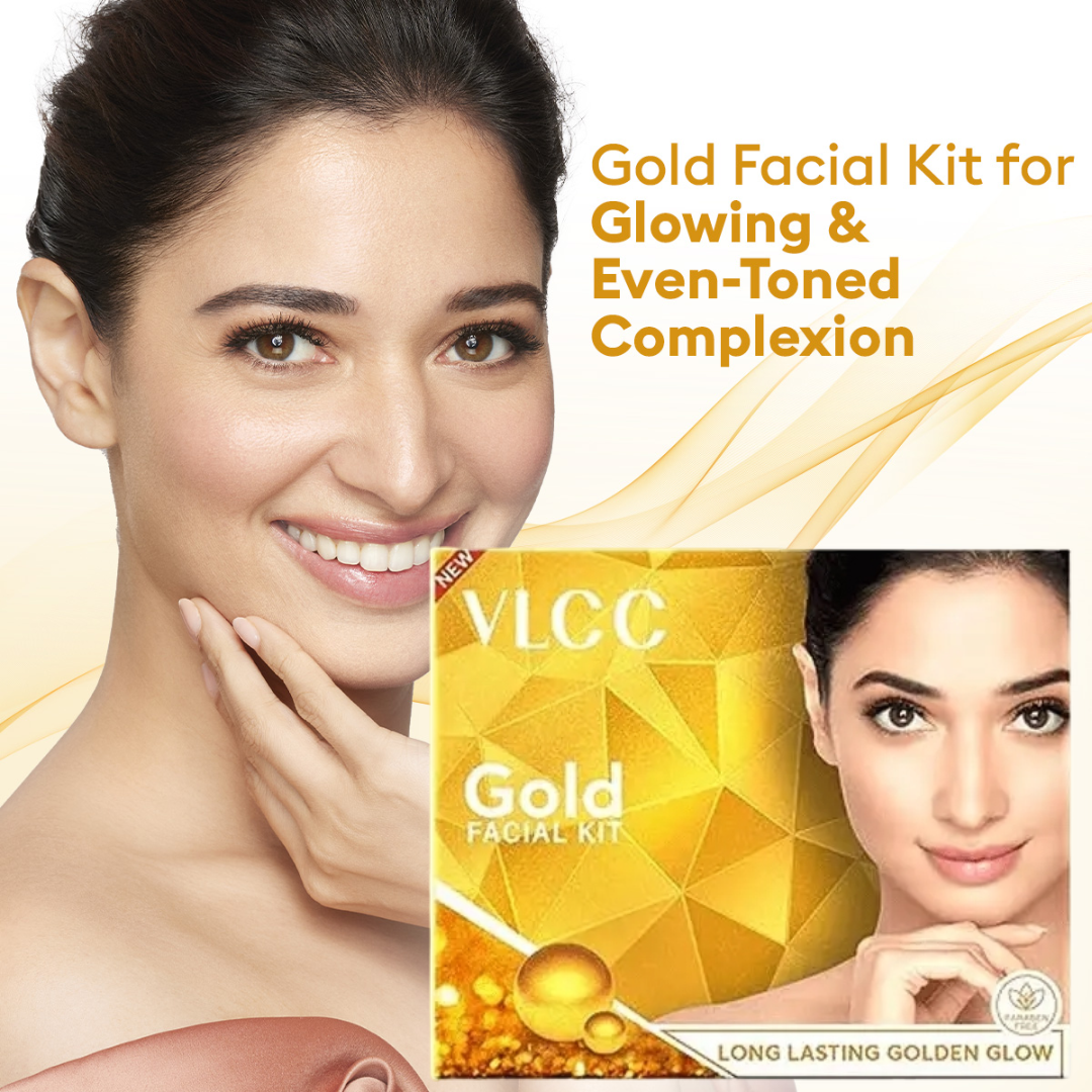 VLCC Gold Facial Kit with 24K Gold Turmeric for Bright Glowing Skin