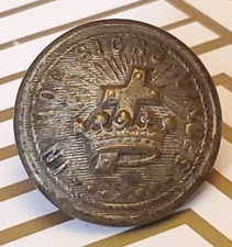 RARE Antique Metal Button Crown Cross In Hoc Signo Vinces Levy & Stearn 50812