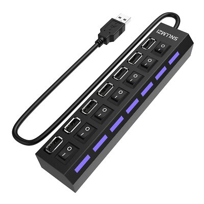 USB Hub 7 Port USB 2.0 Hub LED Portable High-Speed Compatible for iMac Pro Ma...