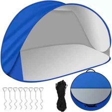 Strandzelt 220x120x100cm Strandmuschel Windschutz Schutz Zelt Sonnenschutz Blau