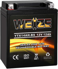 Weize YTX14AH-BS High Performance - Maintenance Free-Sealed AGM ATV Battery Rech