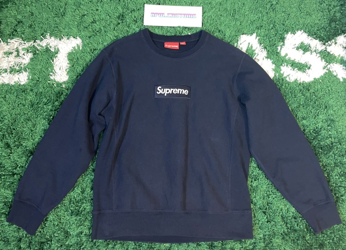 Supreme Box Logo Crewneck Navy - FW18 - Medium - Ships Today Supreme Box Logo Crewneck Navy - FW18 - Medium - Ships Today