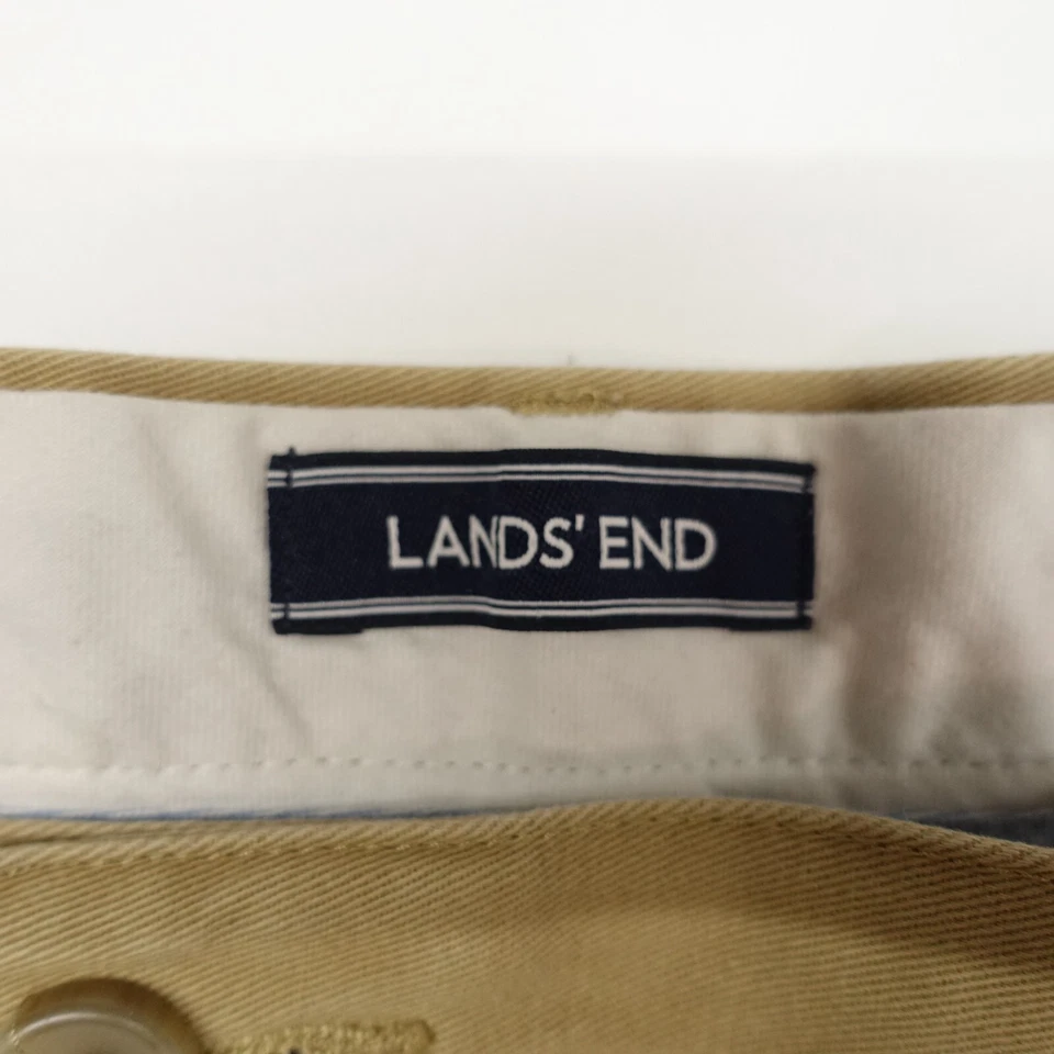 Lands' End Chino 短裤男式 42 米色斜杠口袋传统合身平前 — 第 2/4 张图片