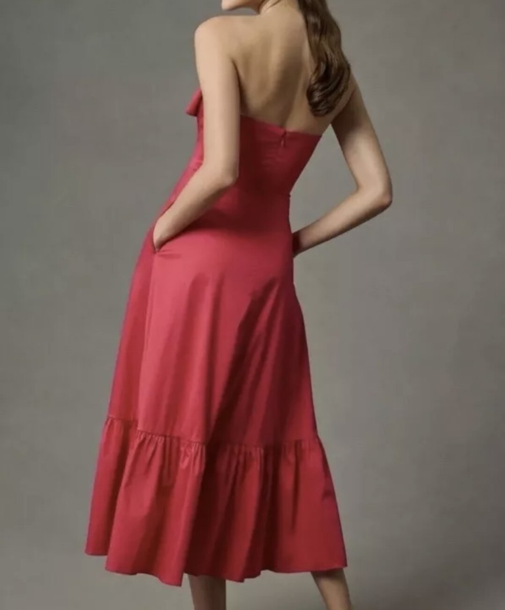 Anthropologie Hutch Bow Tie Maxi Dress Bright Pink Size 2 NWT