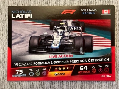 Topps F1 Turbo Attax 2021 Formel 1 Formula 1 Nr.136 Nicholas Latifi Live Action