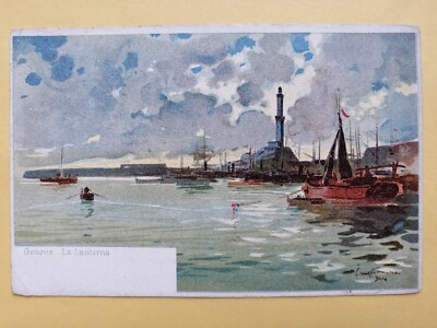 CPA 1900 Illustration signiert GENOVA La LANTERNA an Frau La COMTESSE De GRAMONT