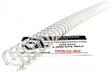WHITE Wire-O Binding Spines 3/16” diameter 3:1 pitch Twin Loop Double-O (100/pk)