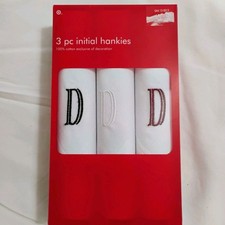 Set Of 3 Monogram Initial Handkerchiefs "D" White Cotton Accessories Embroidered