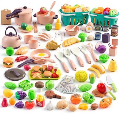 200Pcs Mini Play Kitchen for , Pretend Cooking Playset with Cookware, Tablewa...