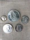 US Silver Coin Lot - Morgan Dollar, Washington Quarters, Franklin Half Dollar +