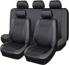 Waterproof Faux Leather Car Seat Covers - Full Set 8PCS Black Gray 