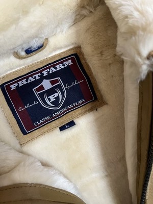 Vintage Men's Phat Farm Suede Leather Faux Shearling Jacket Brown