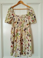 H&M Summer Floral Boho Skater Style Short Dress size L