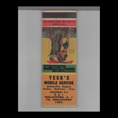 Matchbook Cover 1961 Mad Cap Maids Pin Up Yeck's Mobile Service Englishtown