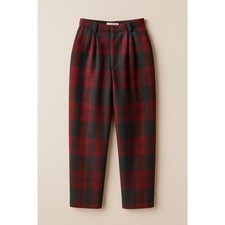 Vintage Bill Blass Wool Tartan Plaid High Waist Trousers Pants Red pocket sz10