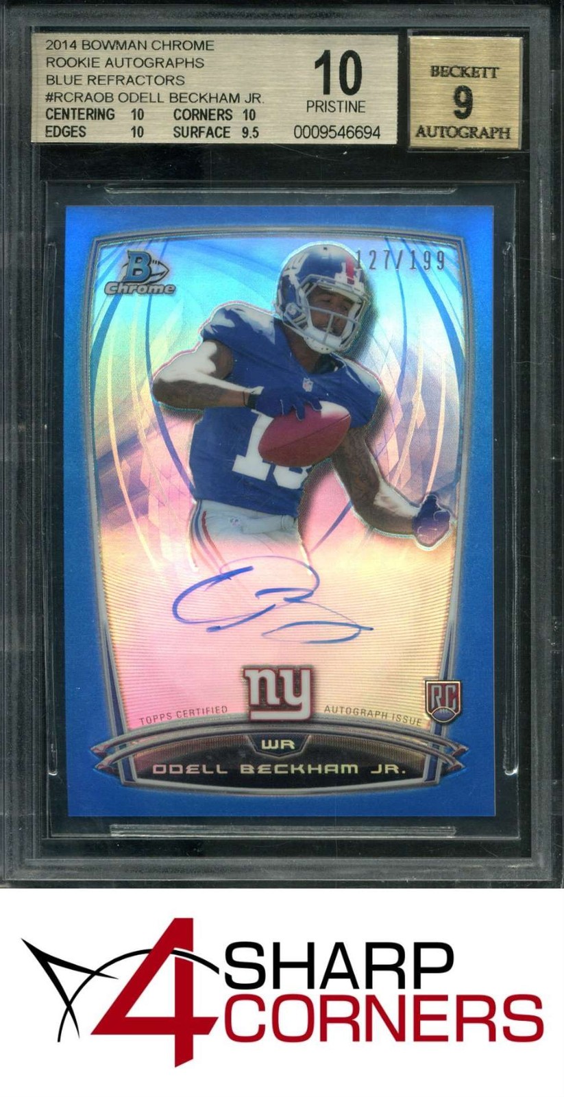 Odell Beckham Jr. Bowman Chrome Rookie Chrome Refractor Autographs #OB Blue