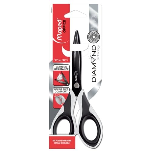 Ciseaux Maped Diamond 17 cm symétriques pour découpe précise au bureau