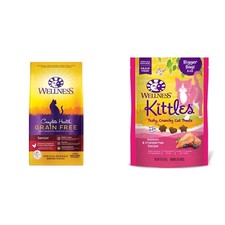 Wellness Complete Health Grain Free Senior Dry Cat Food, 5 Pound Bag Bundle Kitt 9.26 per pound