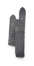 Eileen Fisher Black Woven Braided Leather Belt Size S Made in USA Women's