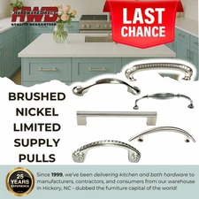 LAST CHANCE Brushed Nickel Pull Handle Kitchen Bath Cabinet Hardware Modern Farm