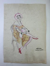 Gerda Wegener COA Art Painting Original Drawing Vintage Paper Signed