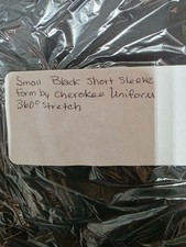 Cherokee Form Black Solid V-Neck Short Sleeve Scrub Top Womens Size S CK840