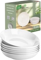 Home & Treat Pure White Porcelain 8 Inch Pasta Bowl Set of 6 Pack 6-white 