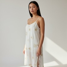 Victoria  s Secret Womens M Embroidered Sheer Spaghetti Strap Baby Doll Nightie