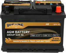 Platinum AGM Battery BCI Group 48-12V 70Ah H6 Size 48 Automotive Battery, 120RC,
