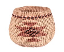 Karuk Miniature Basket ca. 1930 - 1940  Size 2.125" H x 2.75" D  Hand Coiled