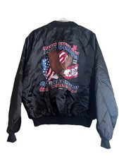 Vtg King Louie Machinist Union Satin Bomber Jacket Large Mens Black Made In USA