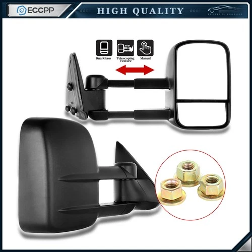 Pair Manual Tow Mirrors for 99-06 Chevy Silverado GMC Sierra 1500 2500HD 3500HD