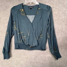 Grade & Gather Women's Small Floral Wrap Blouse Long Sleeve Boho Cottagecore