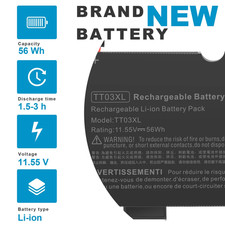 TT03XL Battery For HP Elitebook 755 850 G5, 850 G6 ZBook 15U G6 933322-855 56Wh