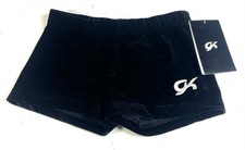 GK Elite Girls Child Large CL Black Velvet Bar Workout Shorts NWT