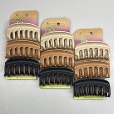 GOODY 3 Sets of 3 Planet Sustainable Round Claw Clips 9 CT Black/Brown/Cream
