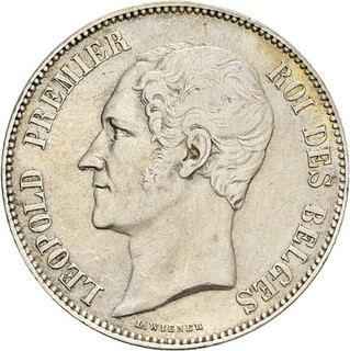 Künker: Belgien Leopold I. 5 Francs 1850 Silber