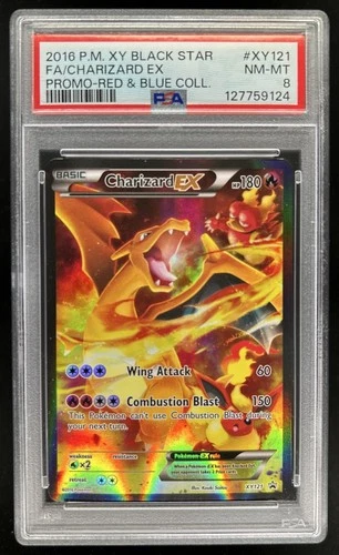 2016 Pokemon XY Promos Charizard EX Full Art Red & Blue Collection #XY121 PSA 8